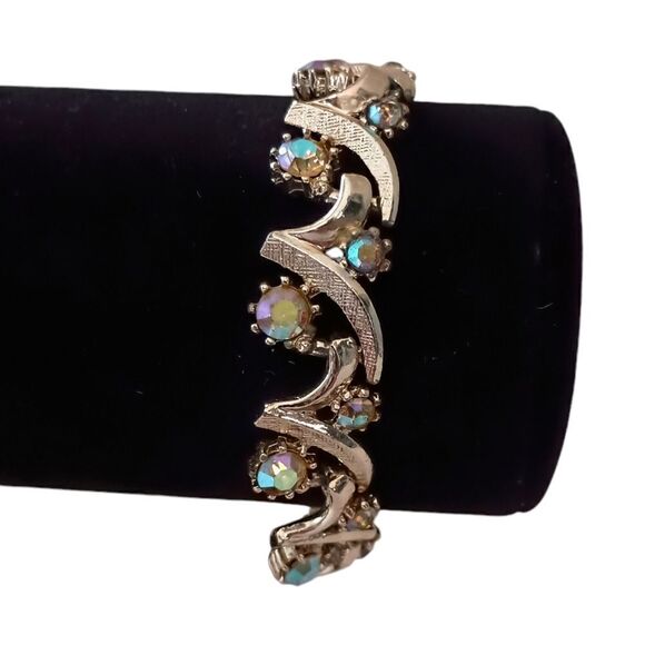 Vintage Aurora Borealis Rhinestone Bracelet Unsigned Arthur Pepper Mode Art MCM. - Picture 1 of 16